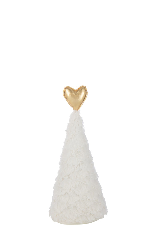 J-Line decoratie Kerstboom Hart - polyresin - wit/goud - medium - vtwonen shop