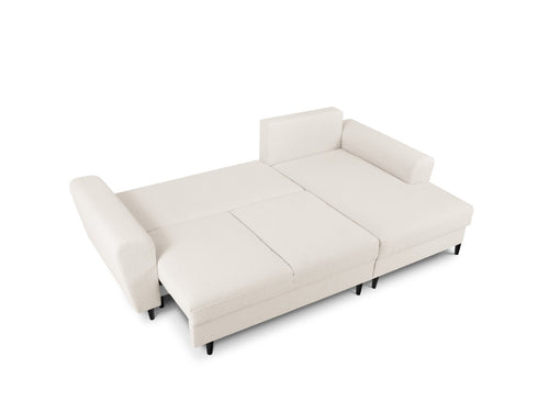 Cosmopolitan Design Converteerbare hoekbank rechts met opbergdoos Kyoto 4-zits, boucle, beige - 145x241x88cm