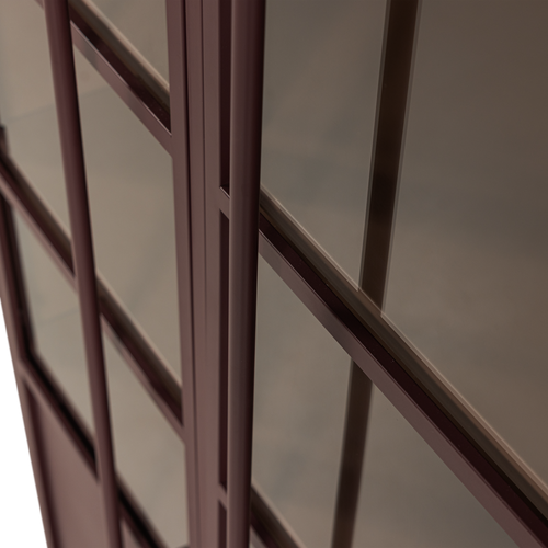 WOOOD xl 2-deurs vitrinekast Exhibit - Metaal - Bordeauxrood - 203x99x45