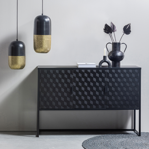 WOOOD hanglamp Tirsa - metaal - zwart/brass - 36x20x20