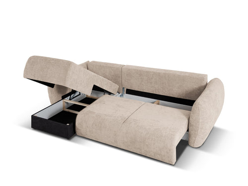 Cosmopolitan Design Uitklapbare hoekbank links met opbergdoos Matera 4-zits, chenille, beige - 173x253x86cm