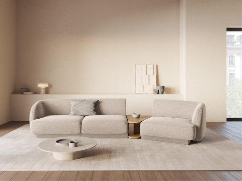 Micadoni - Rechte modulaire bank "Miley" 3 zitplaatsen, chenille, beige - 126x303x70cm