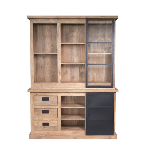 Starfurn Vitrinekast Noa - Naturel Hout - 160x45x220cm