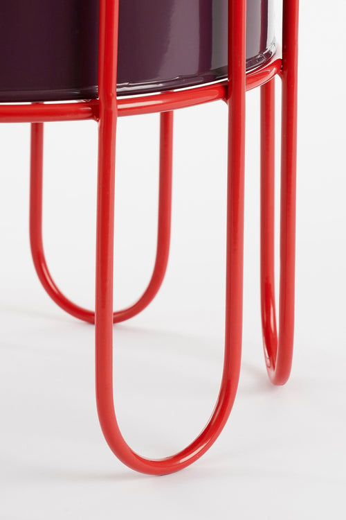 Mica Decorations Dione Bloempot op Standaard - Set van 2 - H35 x Ø26 cm - Metaal - Donkerrood, Lichtrood - vtwonen shop