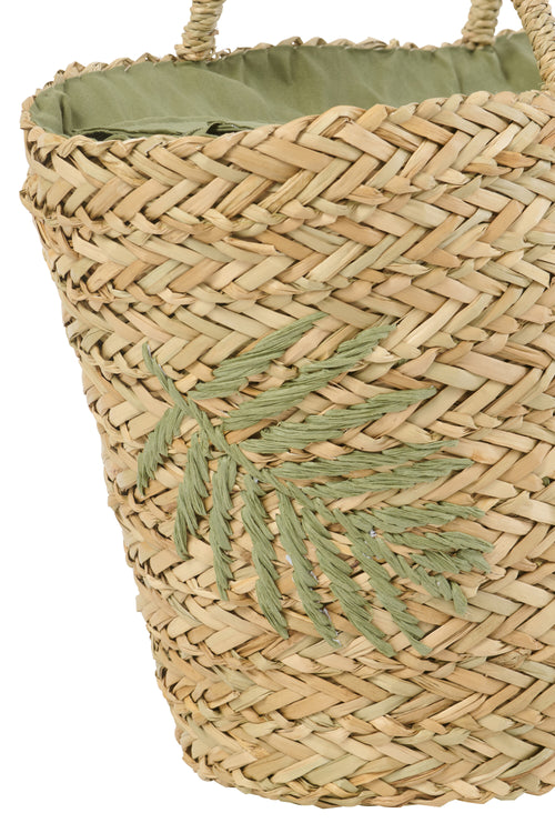 J-Line strandtas Blad - zeegras - naturel/olijfgroen