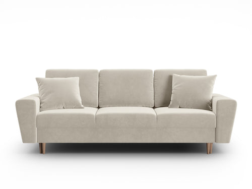 Cosmopolitan Design Slaapbank met opbergdoos Kyoto 3-zits, flueel lichtbeige - 100x235x88cm