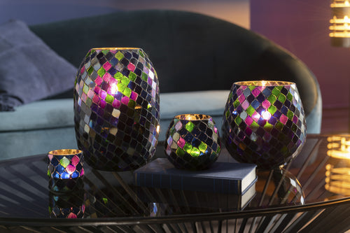 J-Line windlicht Mozaiek - glas - paars - large - vtwonen shop