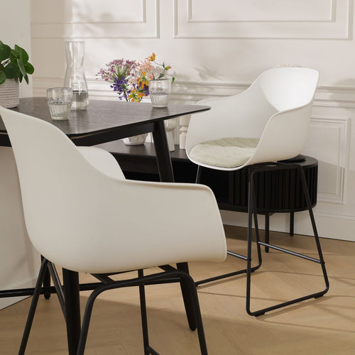 Nolon Nino-Liz Barkruk Wit met Naturelbeige Zitkussen Zwart Onderstel 65 Cm