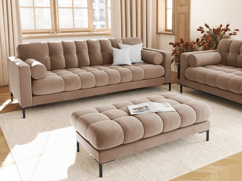 Cosmopolitan Design Bank Bali 2-zits, flueel, beige - 62x133x40cm