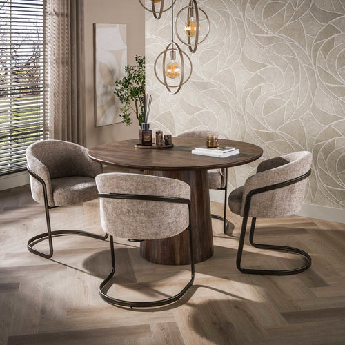 Giga Meubel Eettafel Central - Rond Bruin Hout - Ø130cm