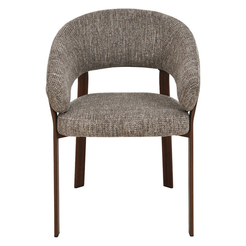 DÉJA Living Eetkamerstoel Chera - Taupe/Walnoot - Set van 2