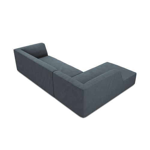 Cosmopolitan Design - Modulaire hoekbank links Siena 4-zits, ribfluwelen blauw - 180x273x69cm