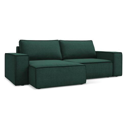 LaMiaSofa hoekbank links Livorno - textuurstof - flessengroen - 257x148x82