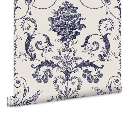 Laura Ashley Vliesbehang - Josette Off White & Midnight
