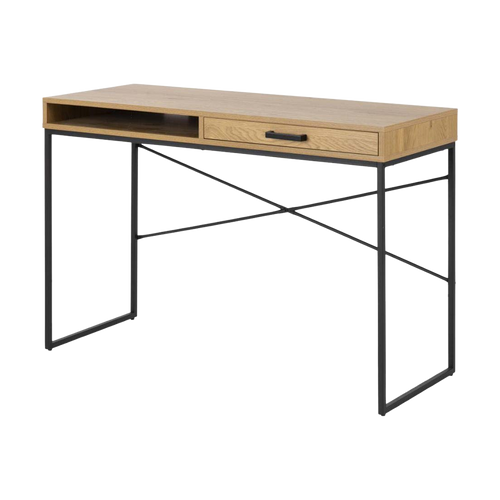 Lisomme Vic houten bureau naturel - met opbergvak - 110 x 45 cm - vtwonen shop