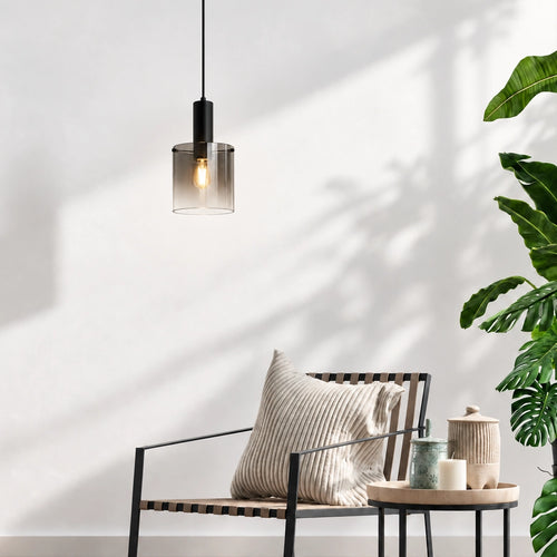 Searchlight hanglamp Sweden - 1 lichts - 22  x 120   cm - zwart
