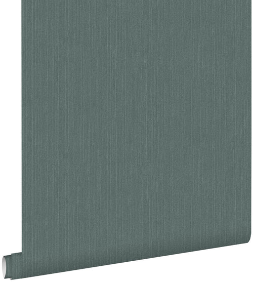 ESTAhome behang effen denim jeans structuur vergrijsd groen - 53 cm x 10.05 m - 148706