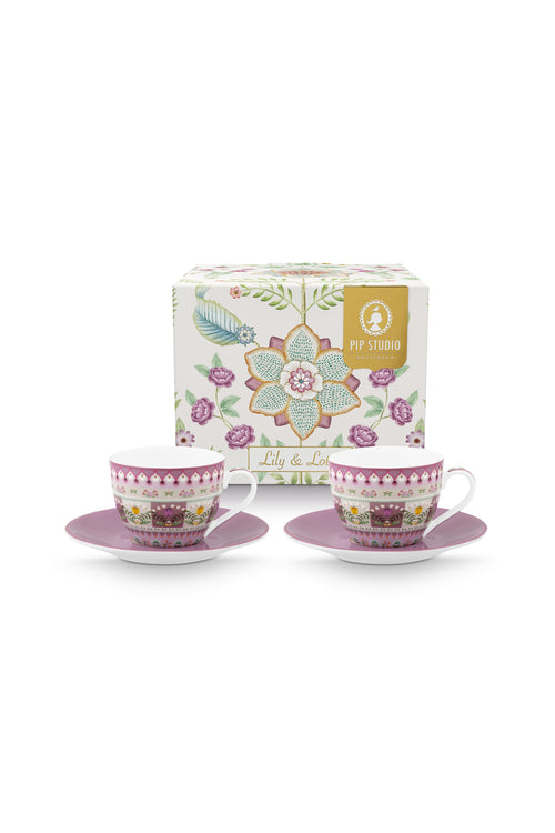 Pip Studio - Espresso Kopjes & Schotels Lily & Lotus - Multicolor - 120 ml - Set van 2
