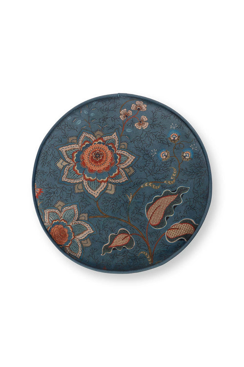 Pip Studio Poef Mumbai Morning Blauw Fluweel 40 x 40 x 45 cm