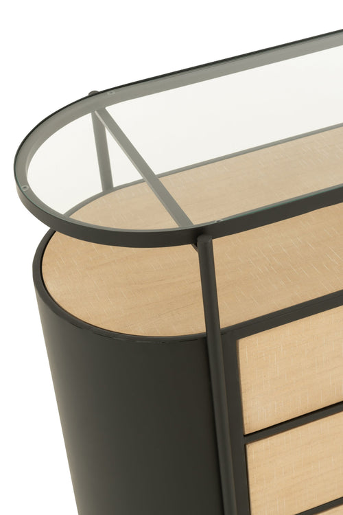 J-Line kast Avy - ijzer - naturel/zwart