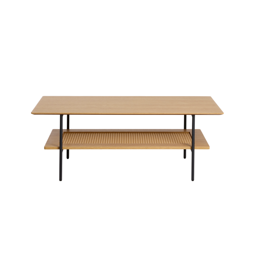 Rebellenclub Salontafel Berley - 110 x 55 cm - Eiken met Rattan