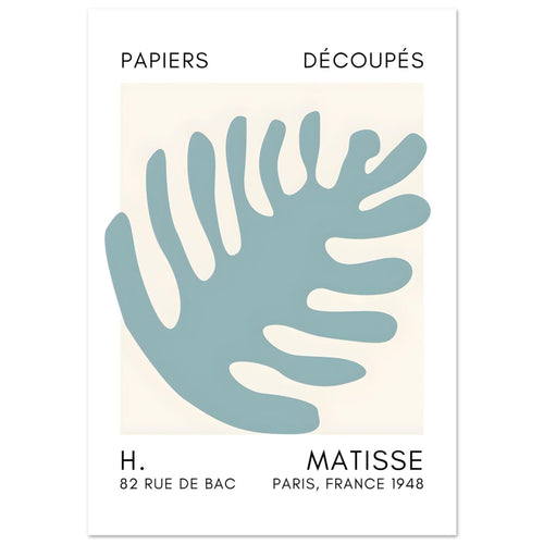 Artfulprints Poster met Lijst Matisse – Coral bloom turquoise   - 50x70 cm - Turquoise