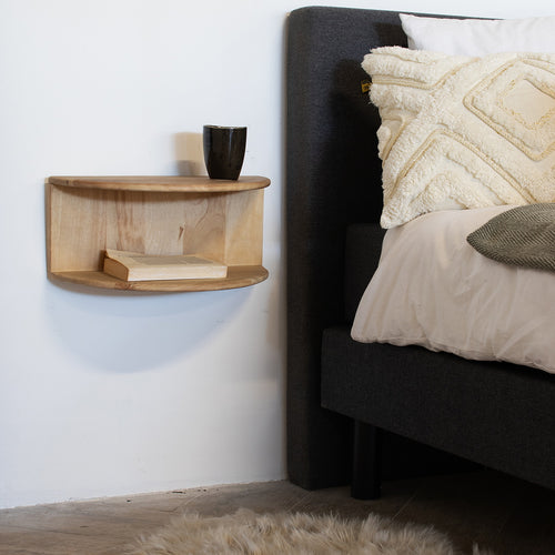 Giga Meubel Zwevend Nachtkastje Vera - Naturel - Mangohout - 45x28x22cm - vtwonen shop