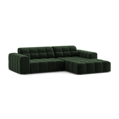 Cosmopolitan Design - Rechter hoekbank Chicago 3-zits, flueel flessengroen - 167x234x78cm