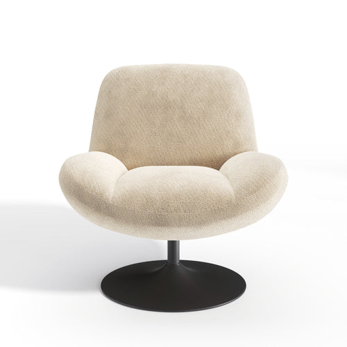 Premium Interiors - Draaistoel RETRO - krullend fluweel beige 71cm