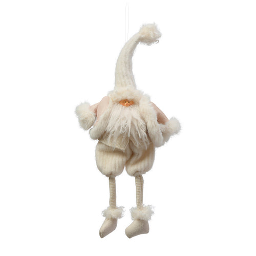 Sia Deco - Hangende kerstman figuur fluweel - crème / 49 cm - Crème - Polyester - H49 - vtwonen shop