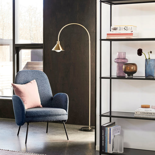 Hübsch vloerlamp Pipe - glas/ijzer/marmer - 60xh168cm, e27 - vtwonen shop