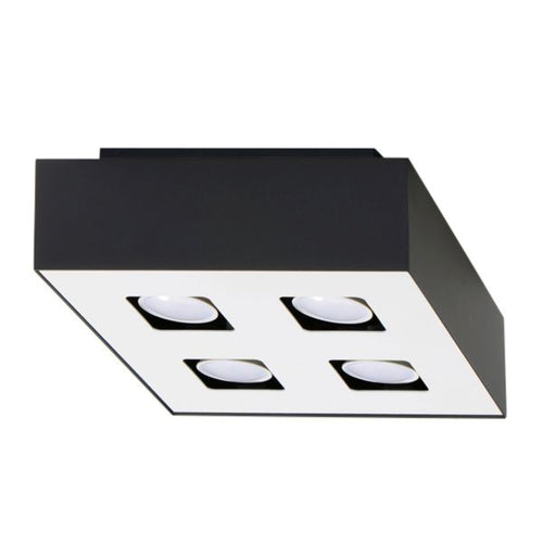 Sollux Lighting Plafondlamp MONO 4 zwart - 24x24x11cm