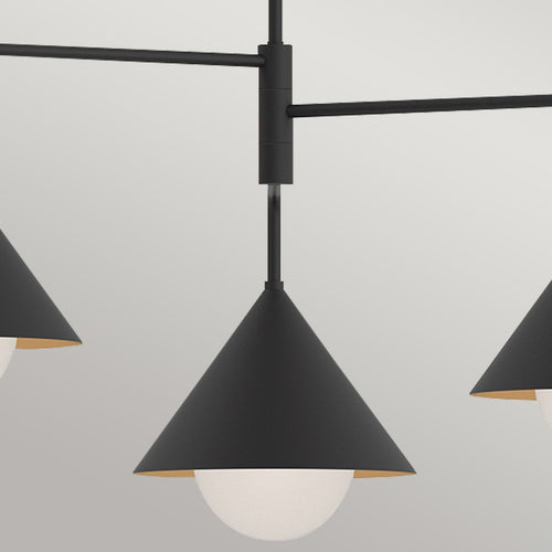 Mehrarmige Pendelleuchte, modernes Mattschwarz, 3 x E27