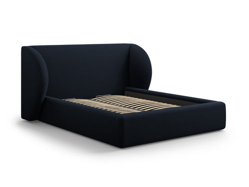 Micadoni Opbergbed met hoofdeinde Miley 160x200cm, flueel, donkerblauw - 230x207x100cm