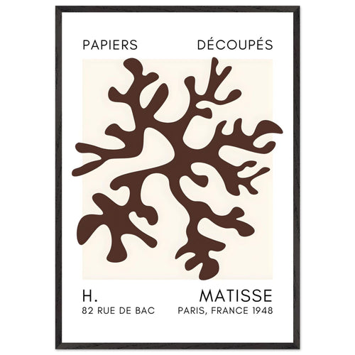 Artfulprints Poster met Lijst Matisse – Dreamy coral flower brown   - 70x100 cm - Bruin