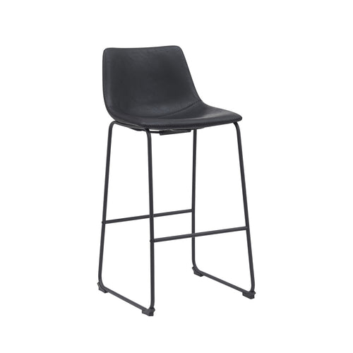 LABEL51 Barkruk Risto - Zwart PU-Leer - Zithoogte 75cm - Set van 2