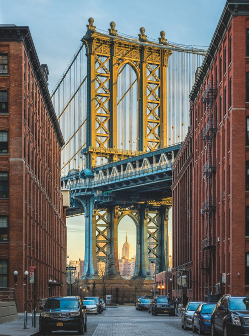 Sanders & Sanders fotobehang Brooklyn bruin, geel en blauw - 184 x 248 cm - 612308