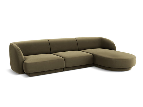 Micadoni rechter hoekbank Miley 4-zits, flueel, groente - 156x255x70cm