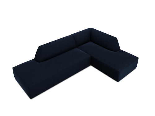 Micadoni - Rechter hoekbank "Ruby" 4 zitplaatsen, flueel, koningsblauw - 180x273x69cm