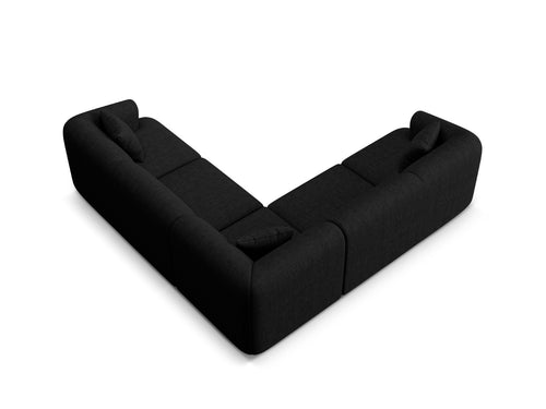 Cosmopolitan Design Symmetrische modulaire hoekbank Campi 6-zits, structurele stof zwart - 255x255x70cm