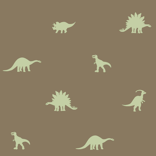 ESTAhome behang dinosaurussen bruin en groen - 50 x 900 cm - 131800