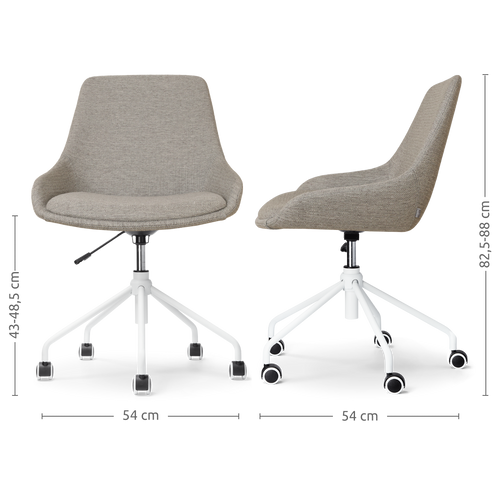 Nolon Nout-Isa Bureaustoel Warm Grijs - Stof - Wit Onderstel - vtwonen shop