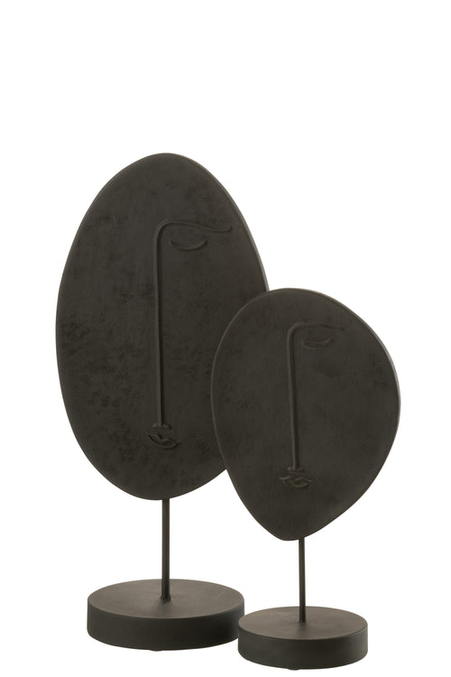 J-Line decoratie Hoofd Plat Op Voet - polyresin - zwart - large