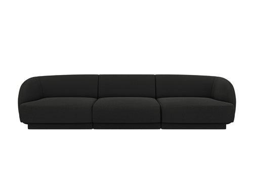 Micadoni Bank Miley 3-zits, boucle zwart - 90x255x70cm