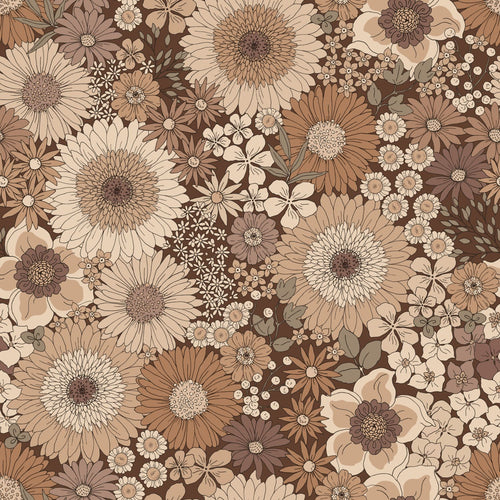 ESTAhome behang retro bloemen bruin - 50 x 900 cm - 131316 - vtwonen shop