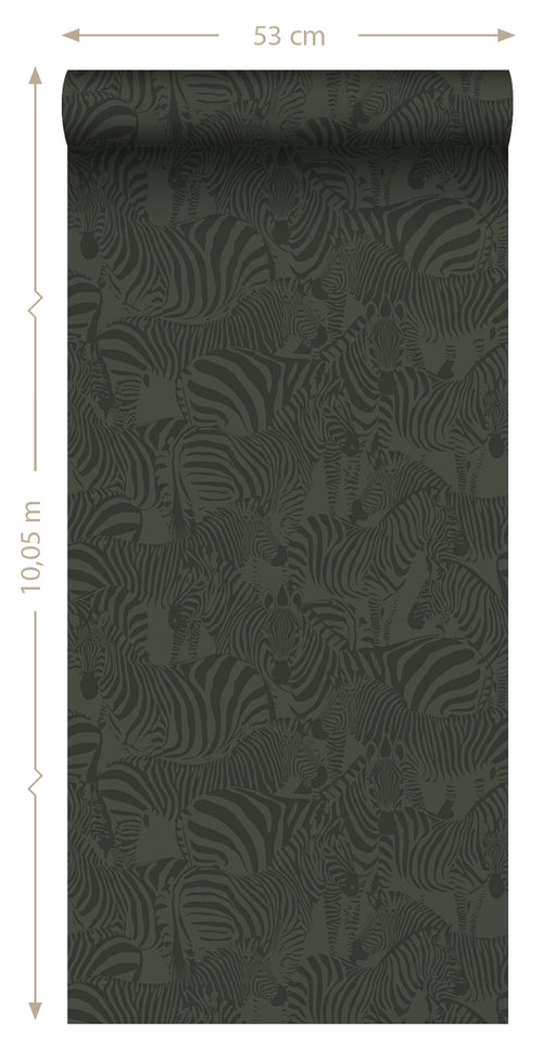 Origin Wallcoverings behang zebra's donkergroen - 50 x 900 cm - 347913