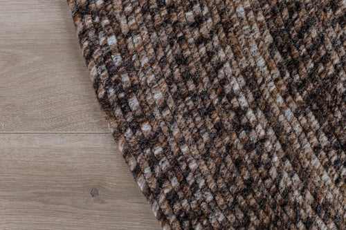 Interieur05  vloerkleed Gapo -Donkerbruin -gemeleerd- rond -wollen- 180 x 180 cm