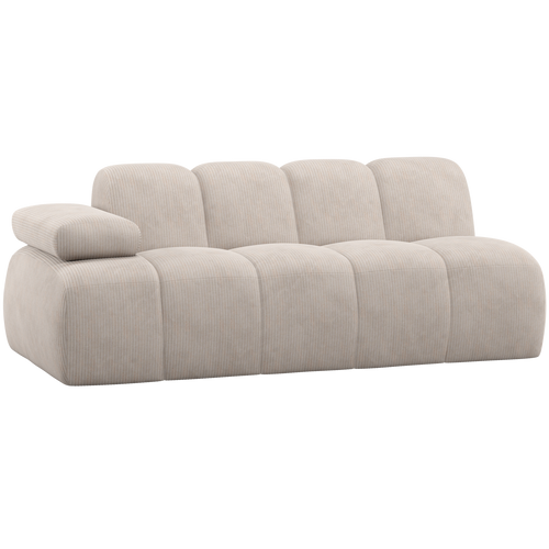 WOOOD 2-zits element bank arm links Mojo - Ribstof - Ecru - 74x204x97 - vtwonen shop