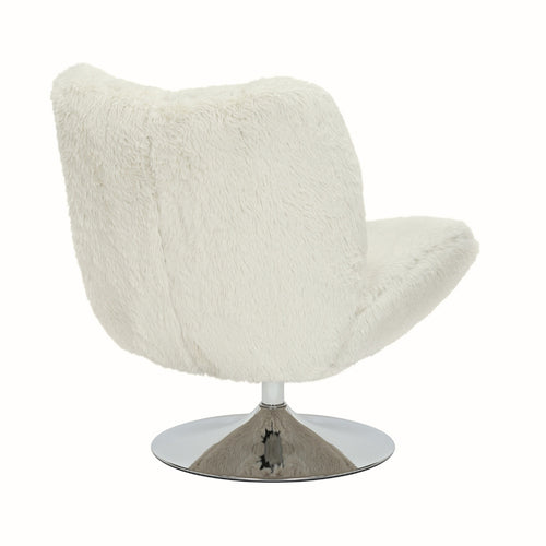DÉJA Living Draaifauteuil Morten - Beige Fluffy/Chrome - 70x78x82cm - vtwonen shop