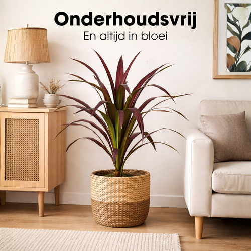 Mica Decorations Bananenboom – Kunstplant in Pot – Realistische Nepplant Woondecoratie – Kunstplanten voor Binnen en Buiten – H85 x Ø70 cm – Rood